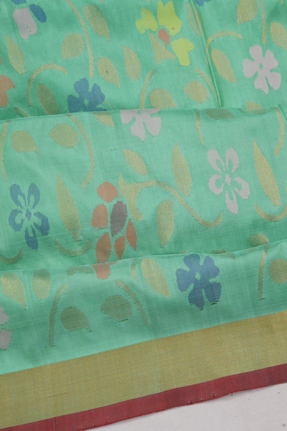 Uppada Silk All Over Jamdani Jaal Pastel Green Saree