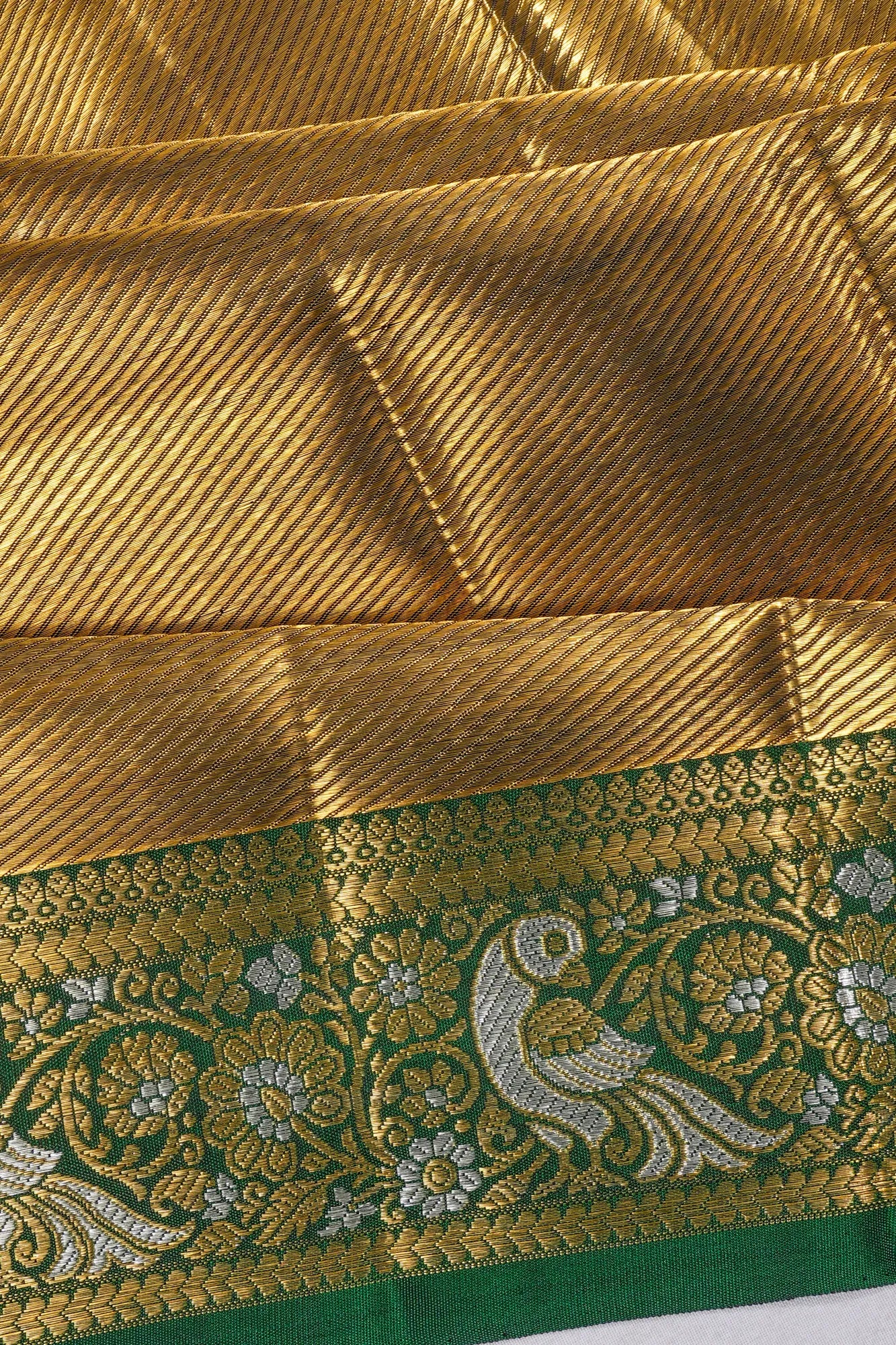 Kanchipuram Silk Tissue Brocade Green Saree