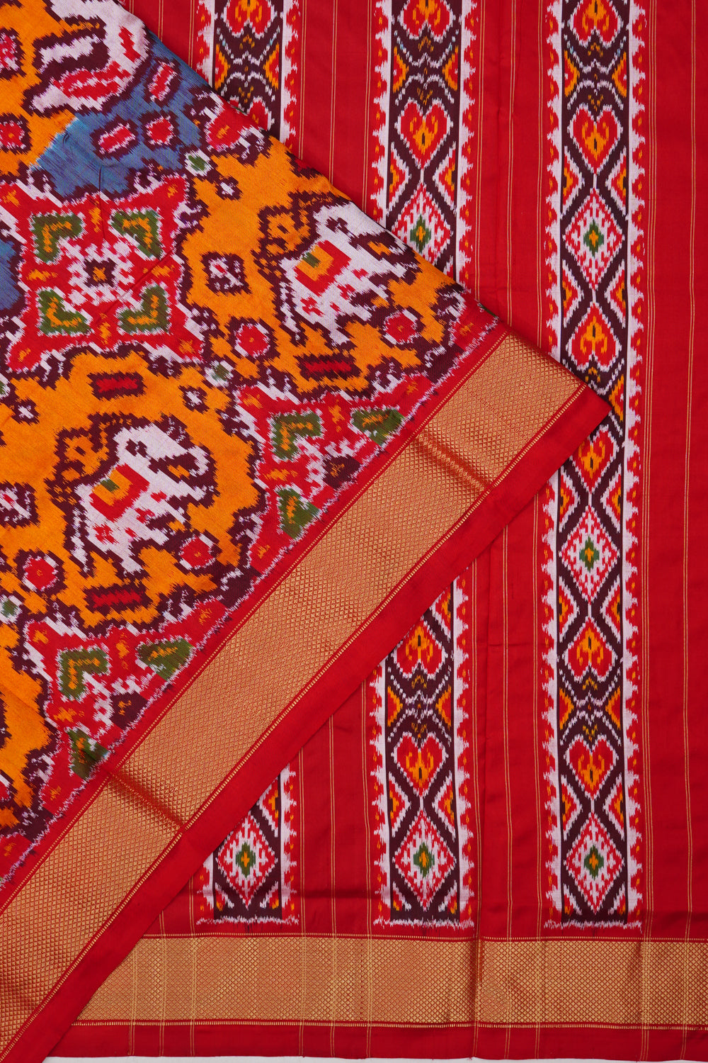 Pochampally Silk Ikat Orange Saree
