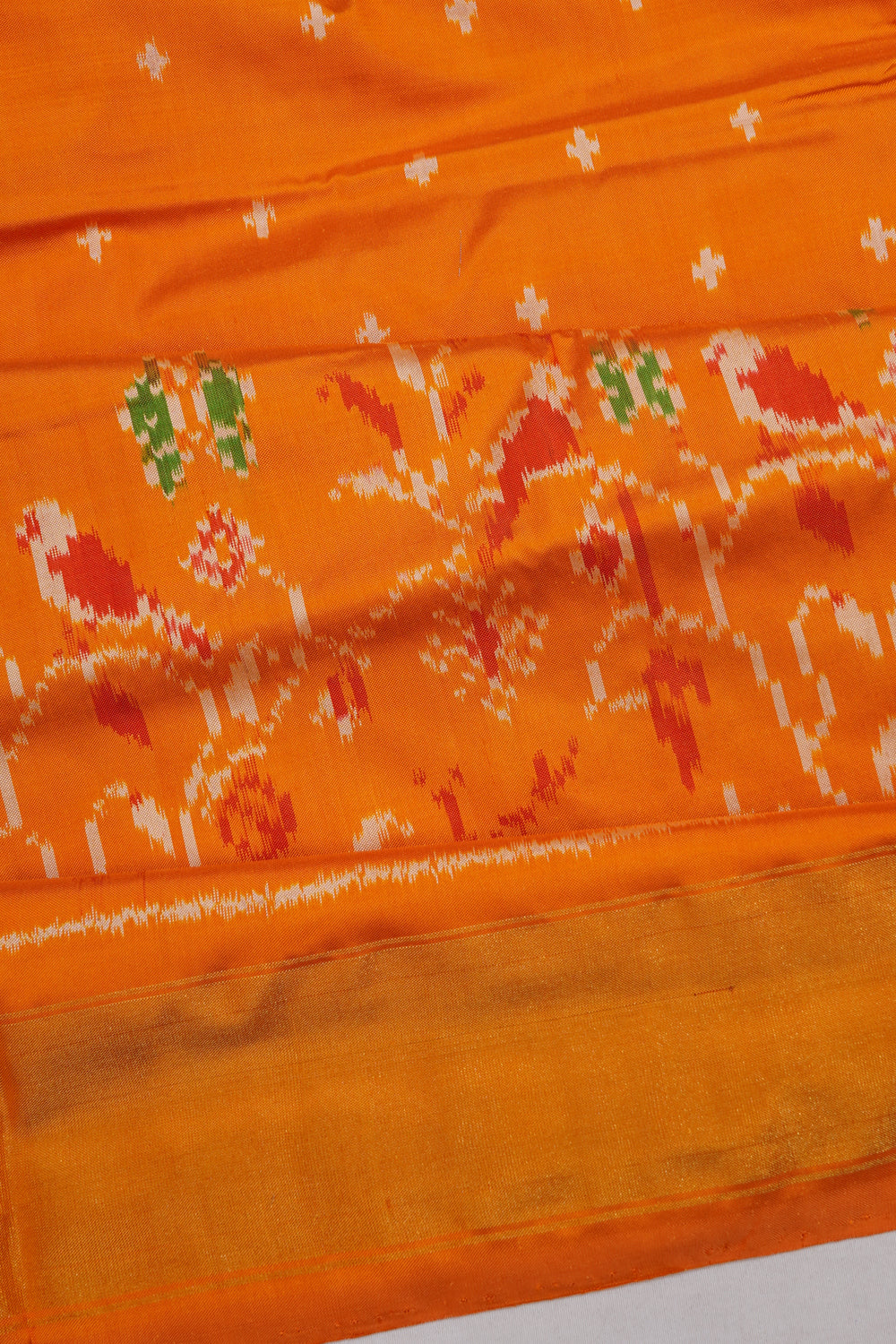 Pochampally Silk Ikat Orange Saree
