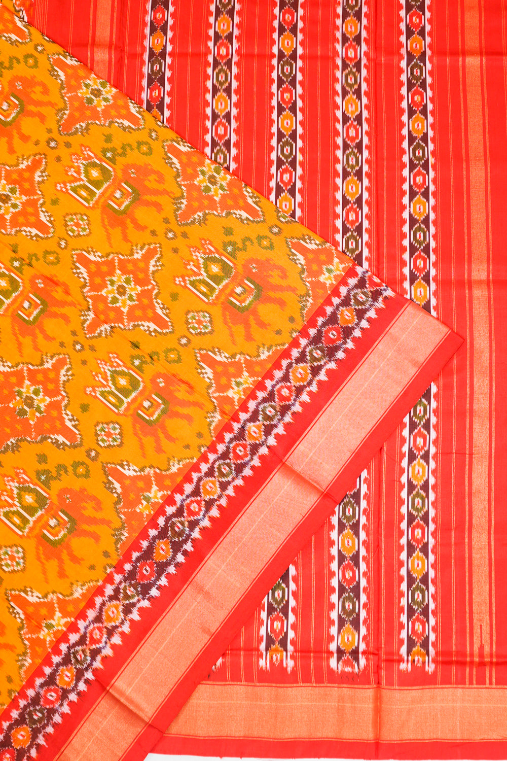 Pochampally Silk Ikat Yellow Saree