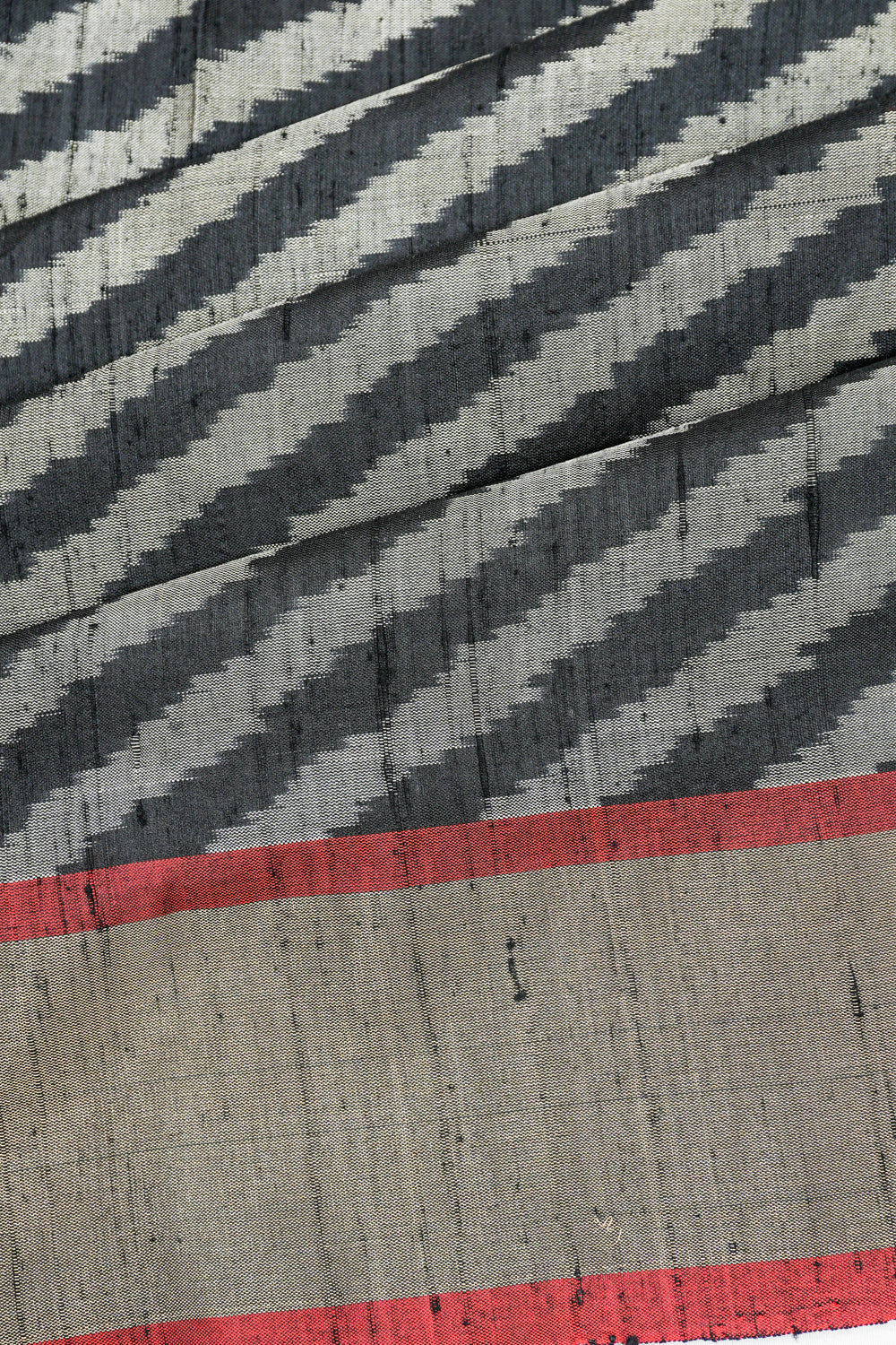 Pochampally Silk Ikat Diagonal Lines Black Saree