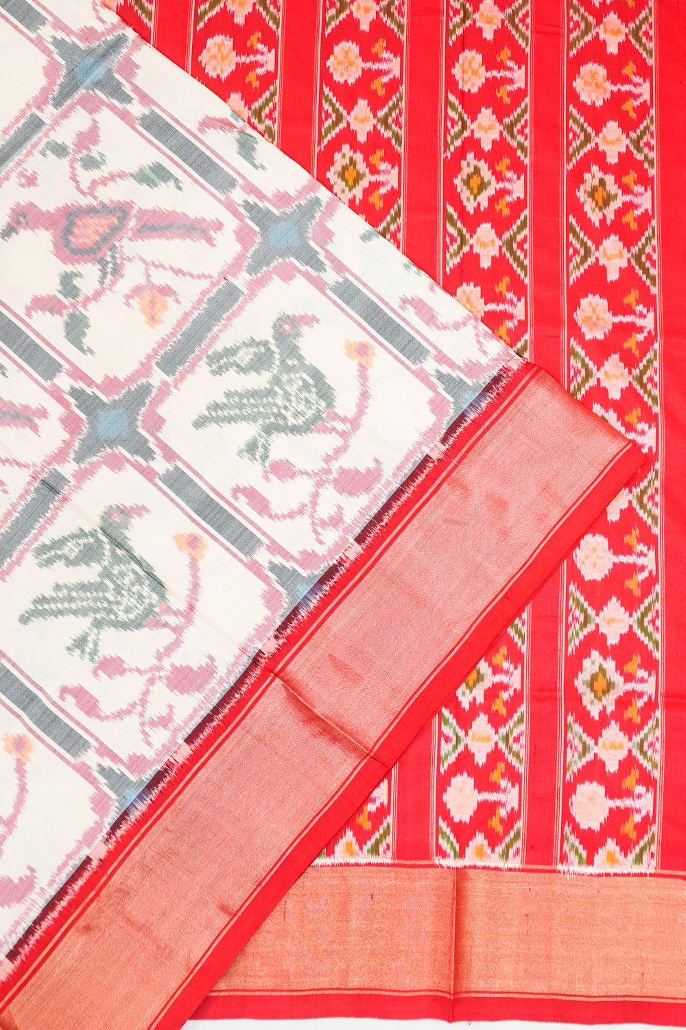 Pochampally Silk Ikat White Saree