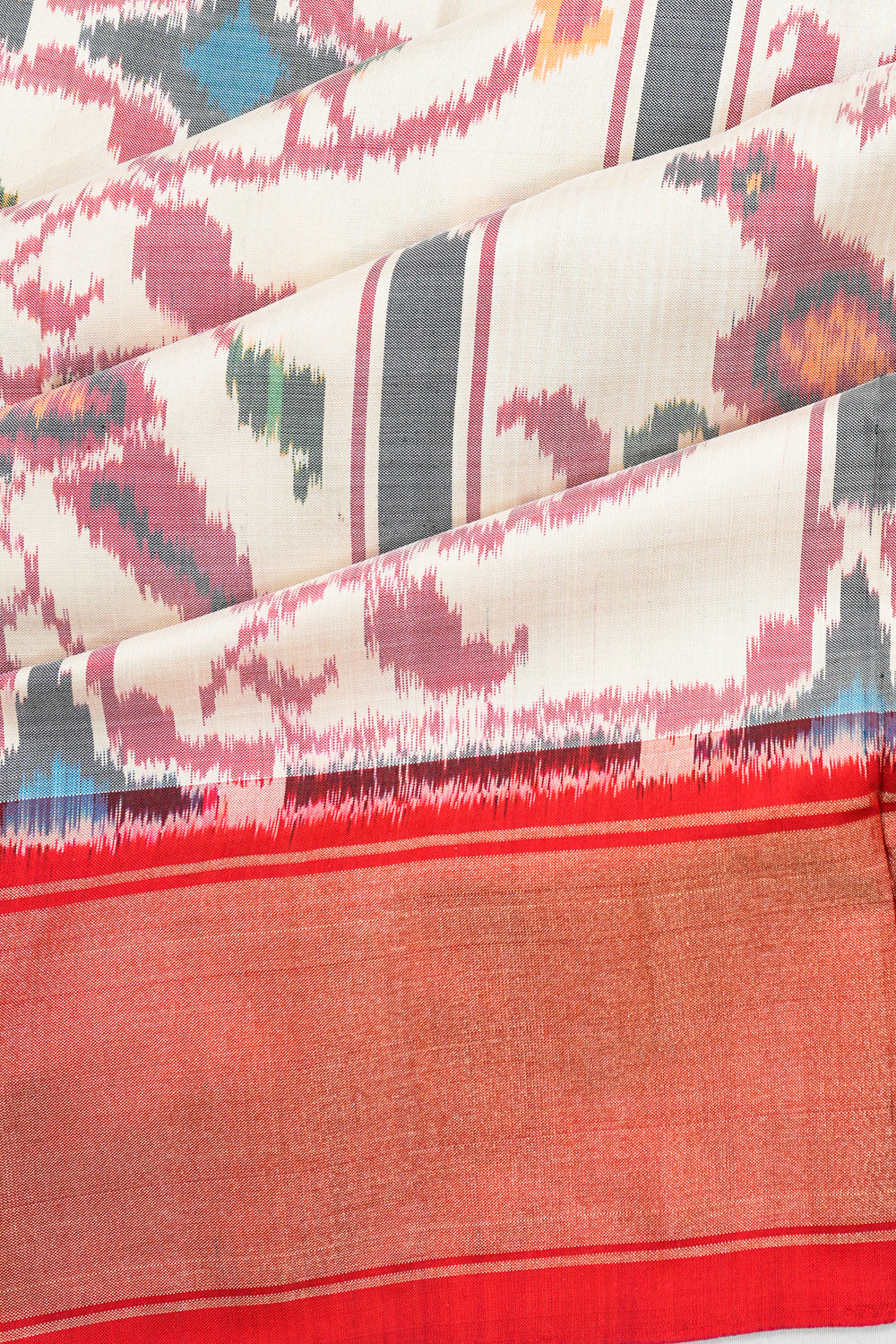 Pochampally Silk Ikat White Saree