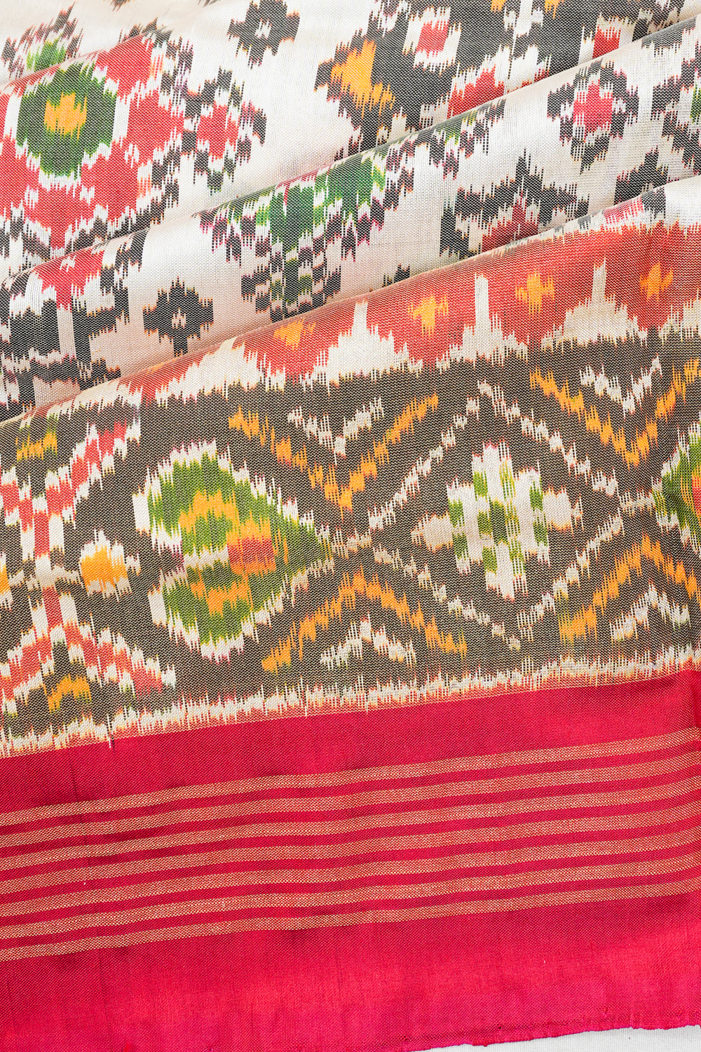 Pochampally Silk Ikat White Saree