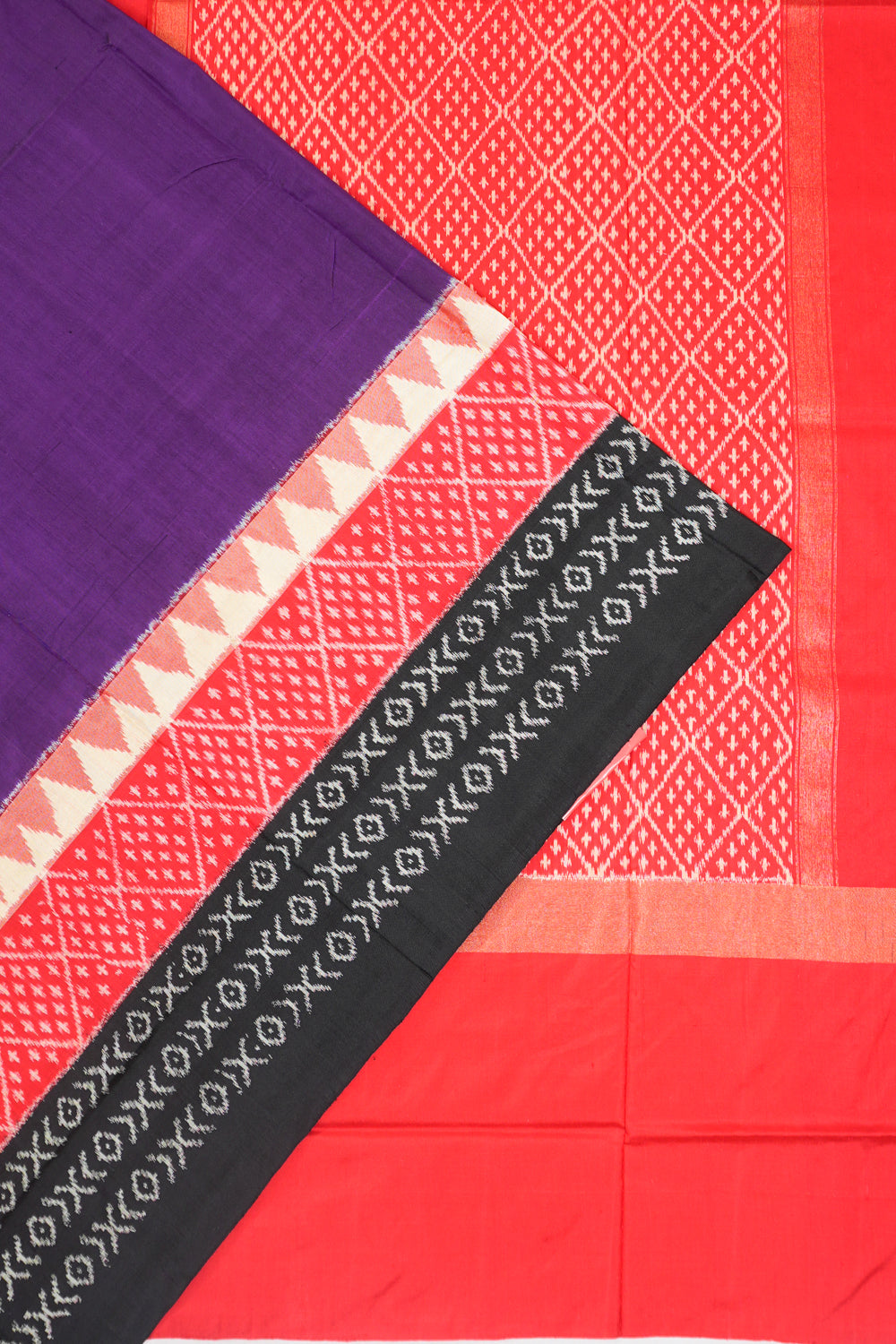 Pochampally Silk Ikat Plain Purple Saree
