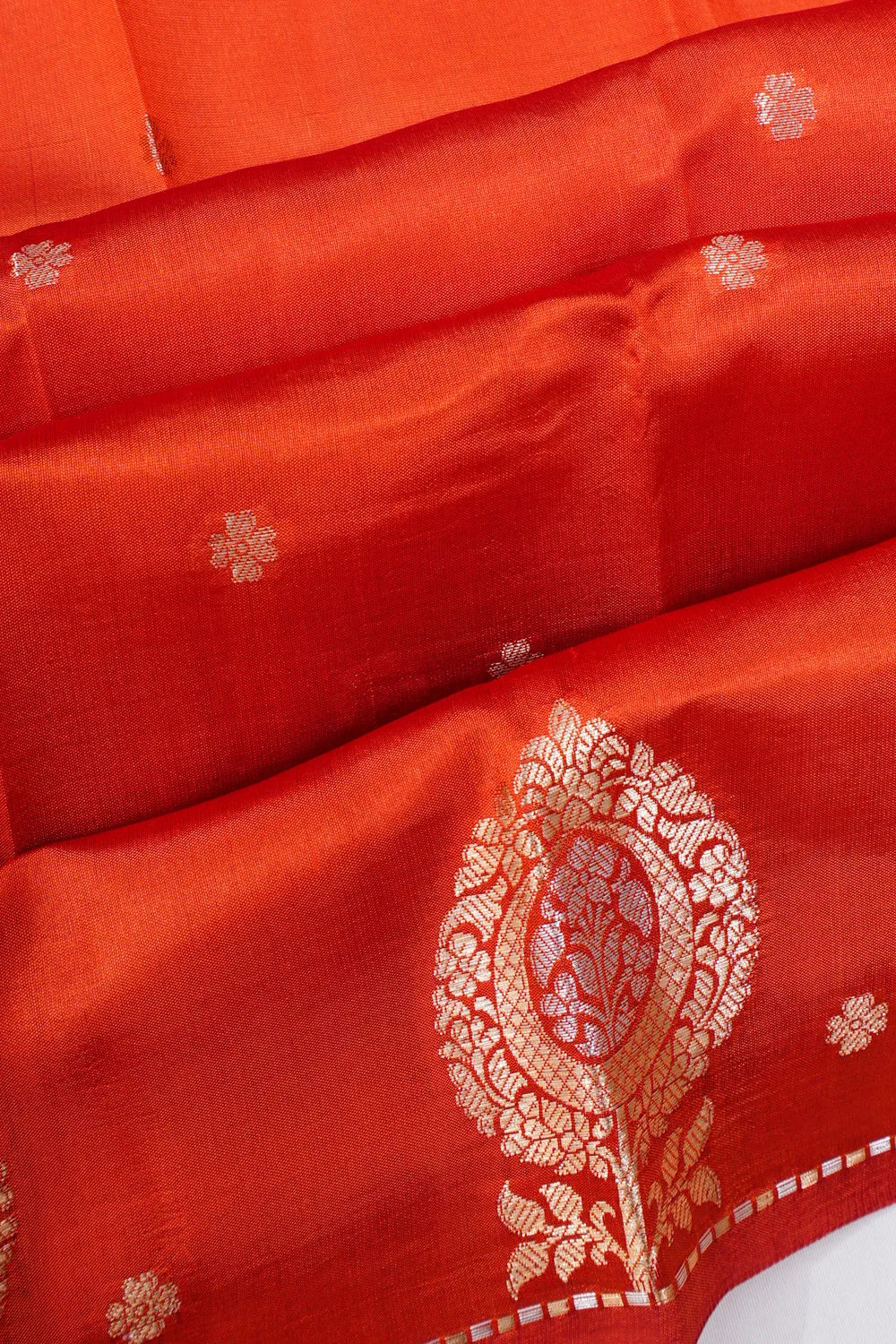 Vaanya Banaras Silk Butta Orange Saree