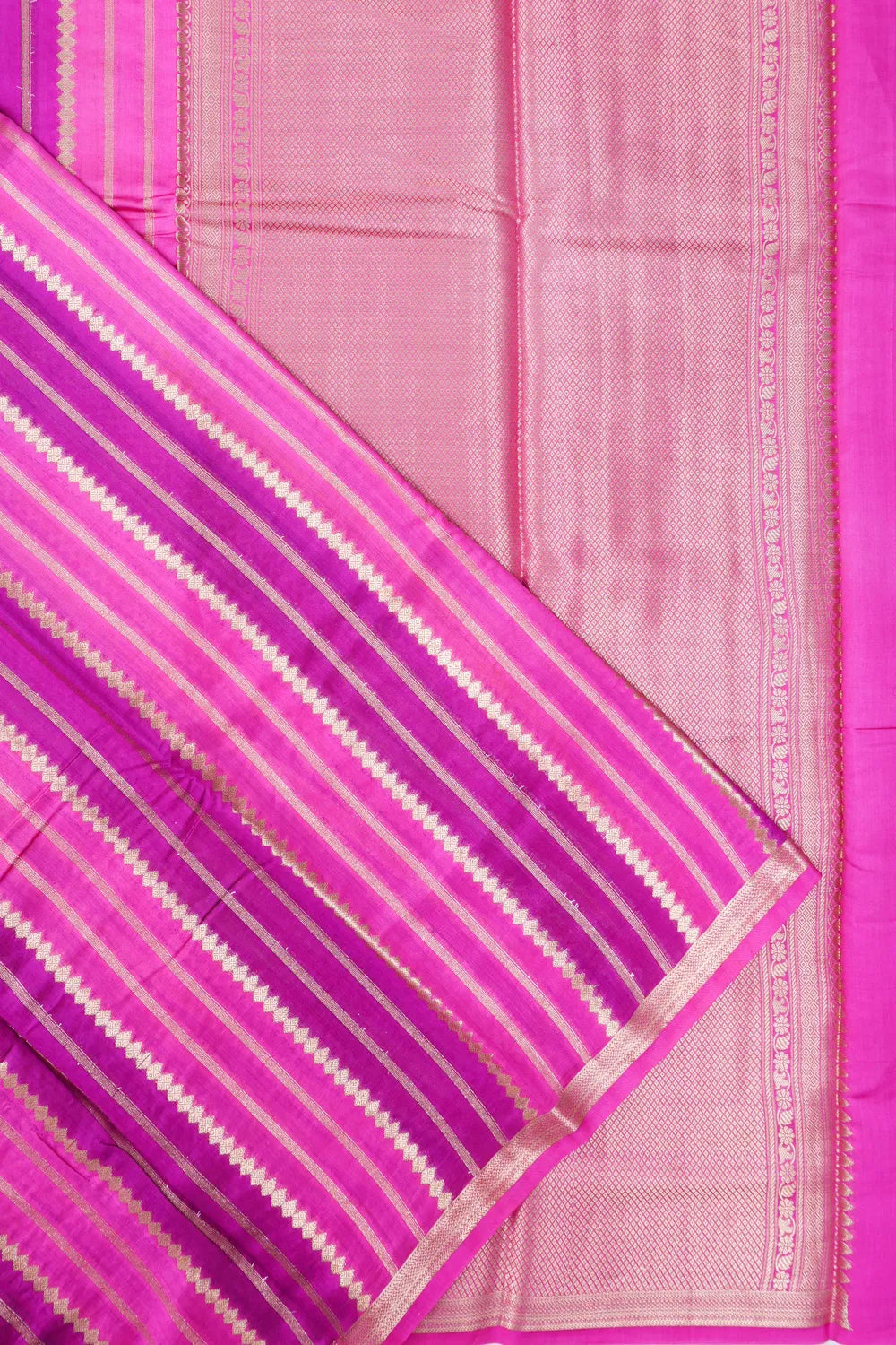 Vaanya Banaras Silk Lines Pink And Purple Saree