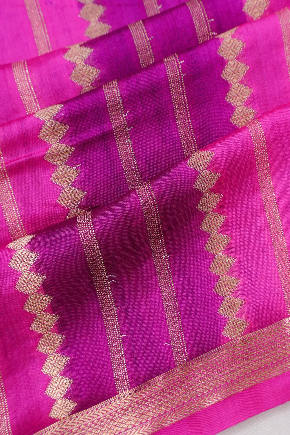 Vaanya Banaras Silk Lines Pink And Purple Saree