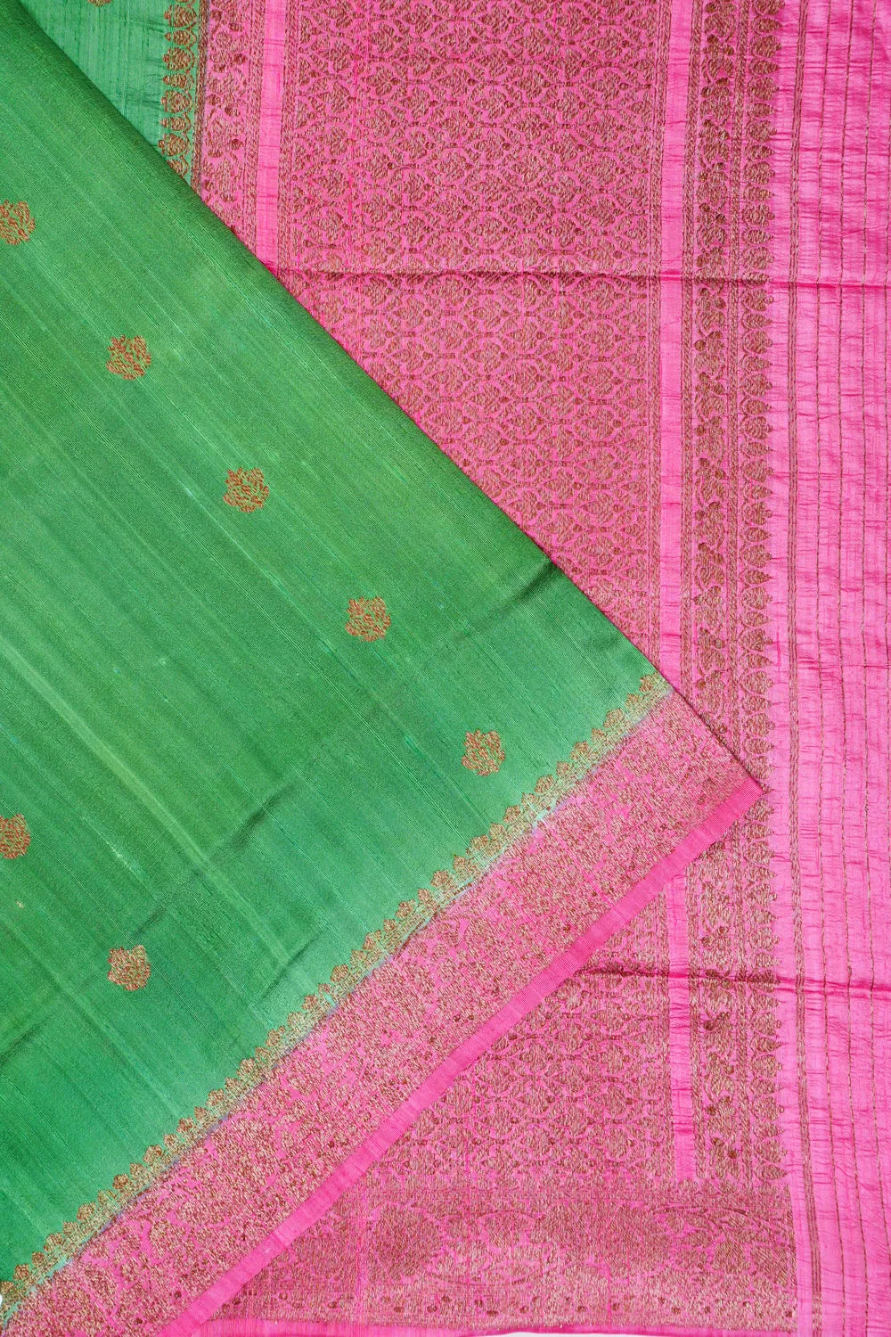 Vaanya Banaras Tussar Butta Green Saree