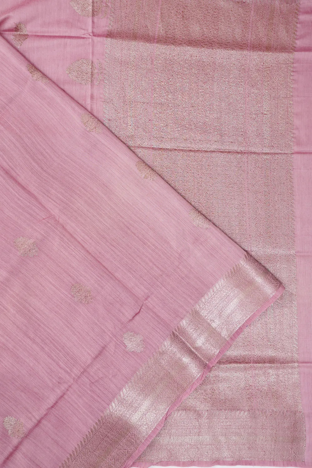 Vaanya Banaras Tussar Butta Baby Pink Saree