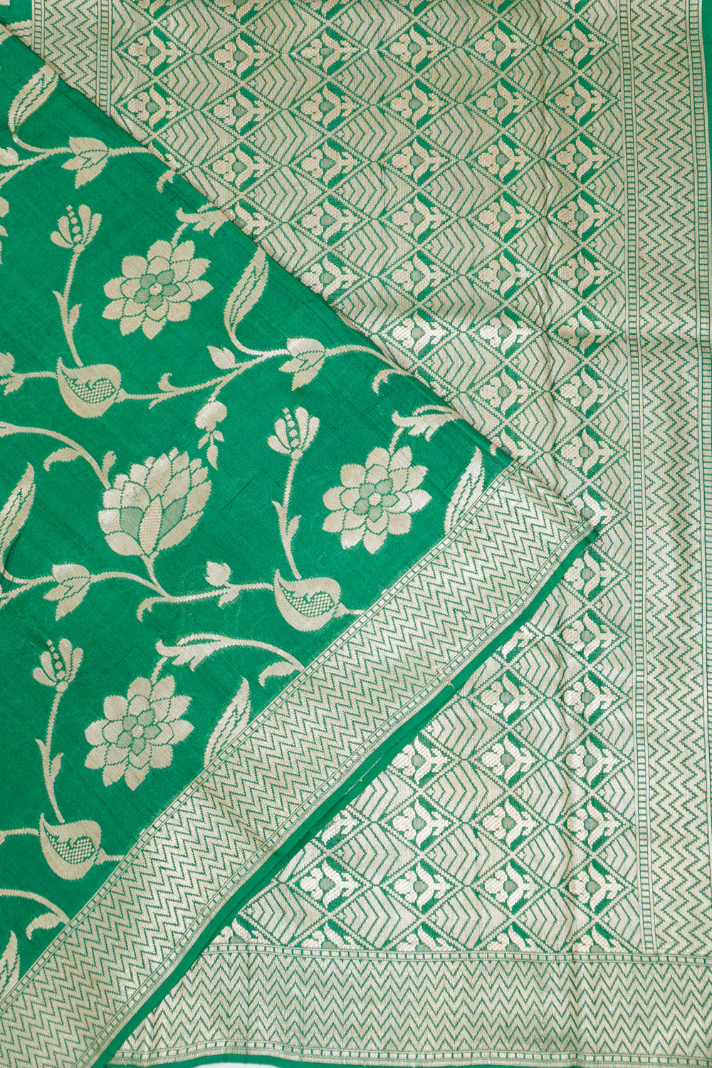 Vaanya Banaras Silk Brocade Green Saree