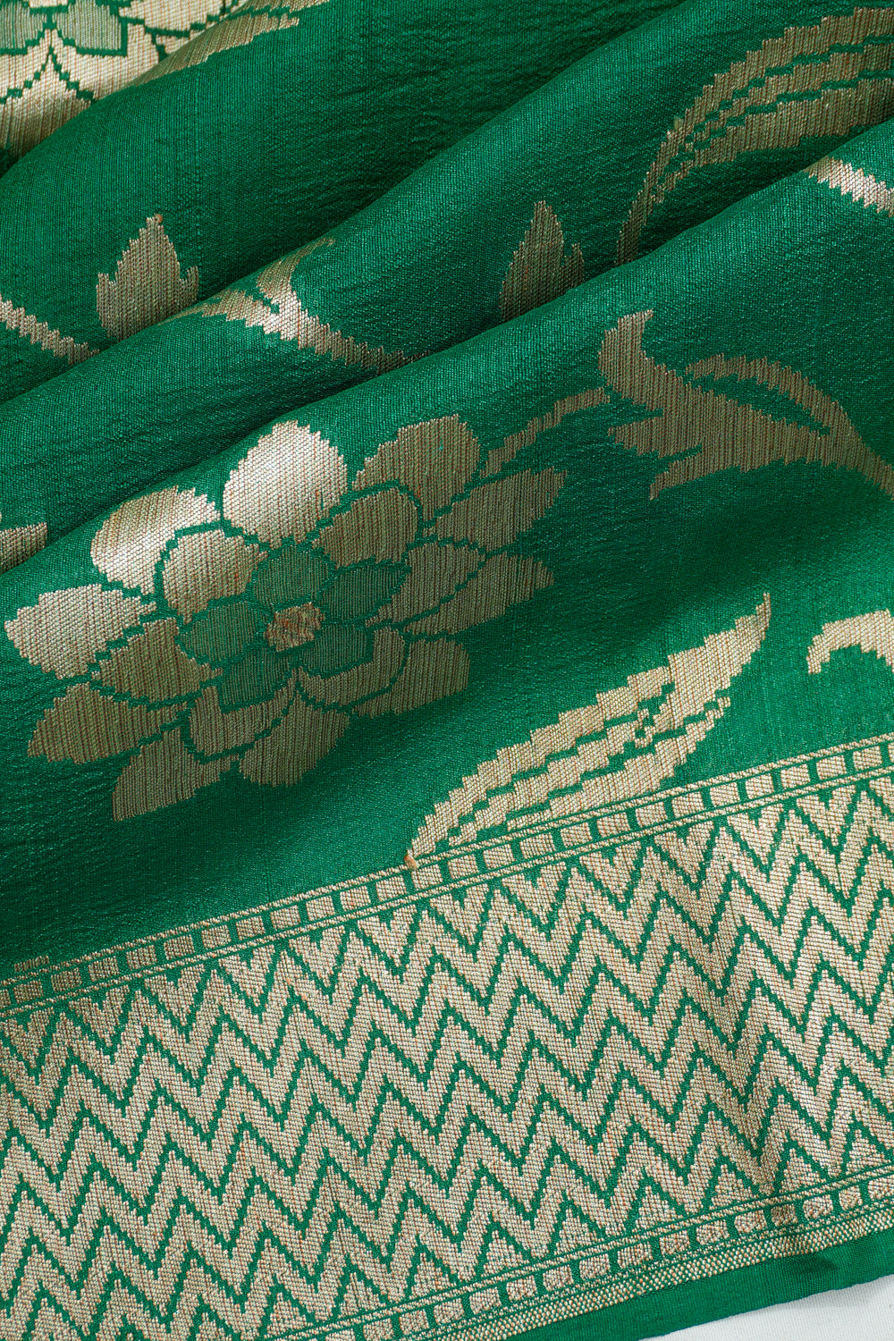 Vaanya Banaras Silk Brocade Green Saree