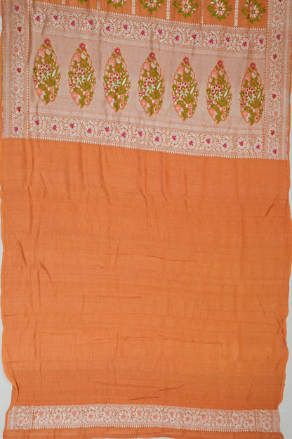 Vaanya Banaras Georgette Brocade Yellow Saree