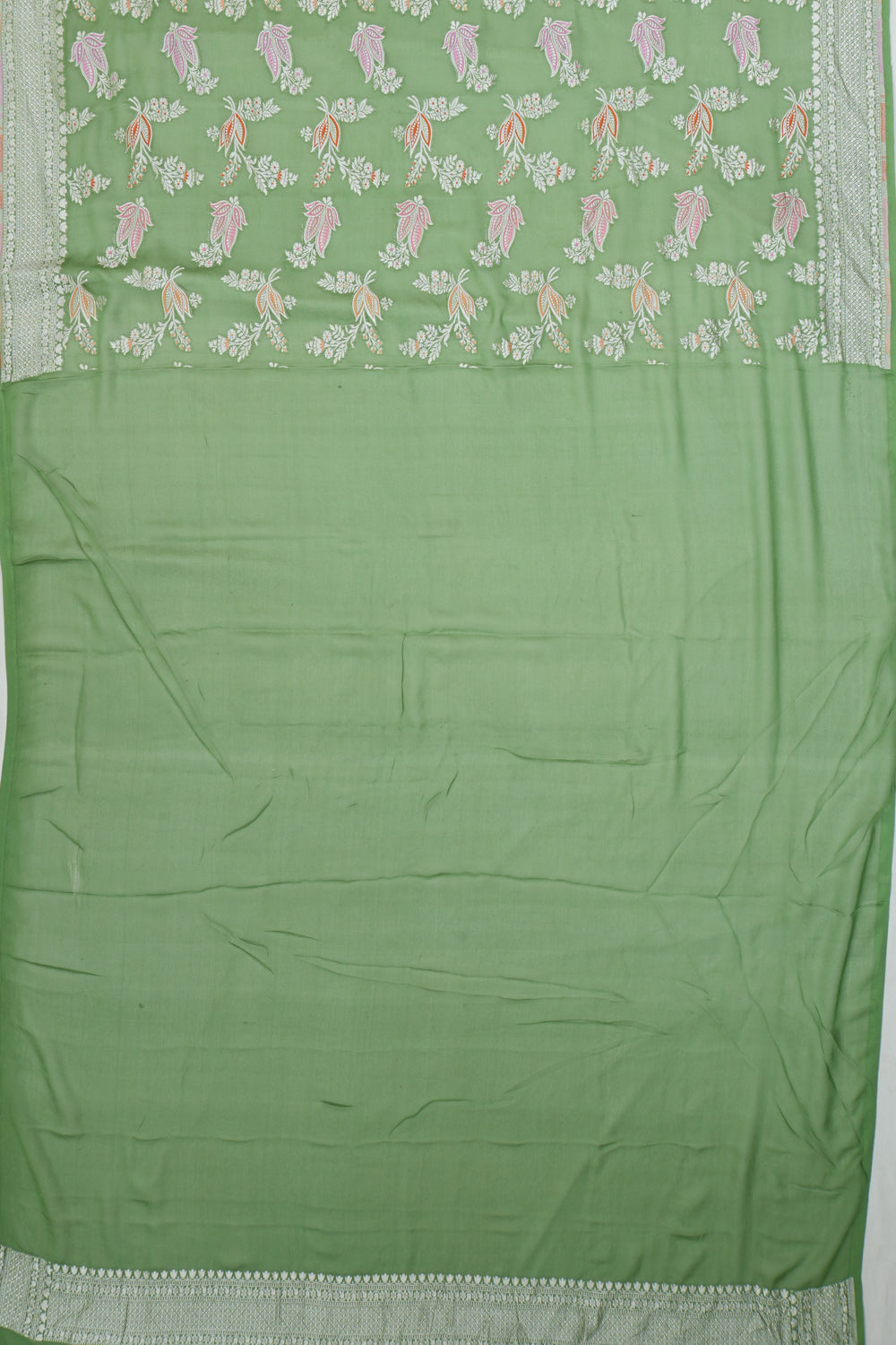 Vaanya Banaras Georgette Brocade Green Saree