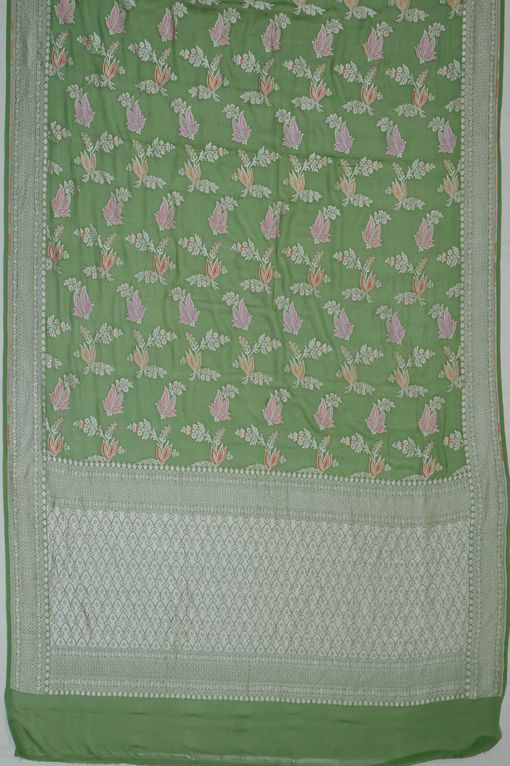 Vaanya Banaras Georgette Brocade Green Saree
