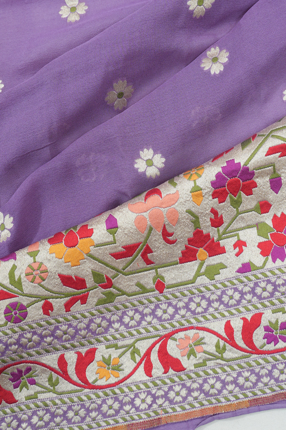 Vaanya Banaras Georgette Brocade Lavender Saree