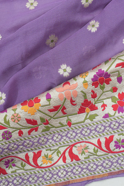 Vaanya Banaras Georgette Brocade Lavender Saree