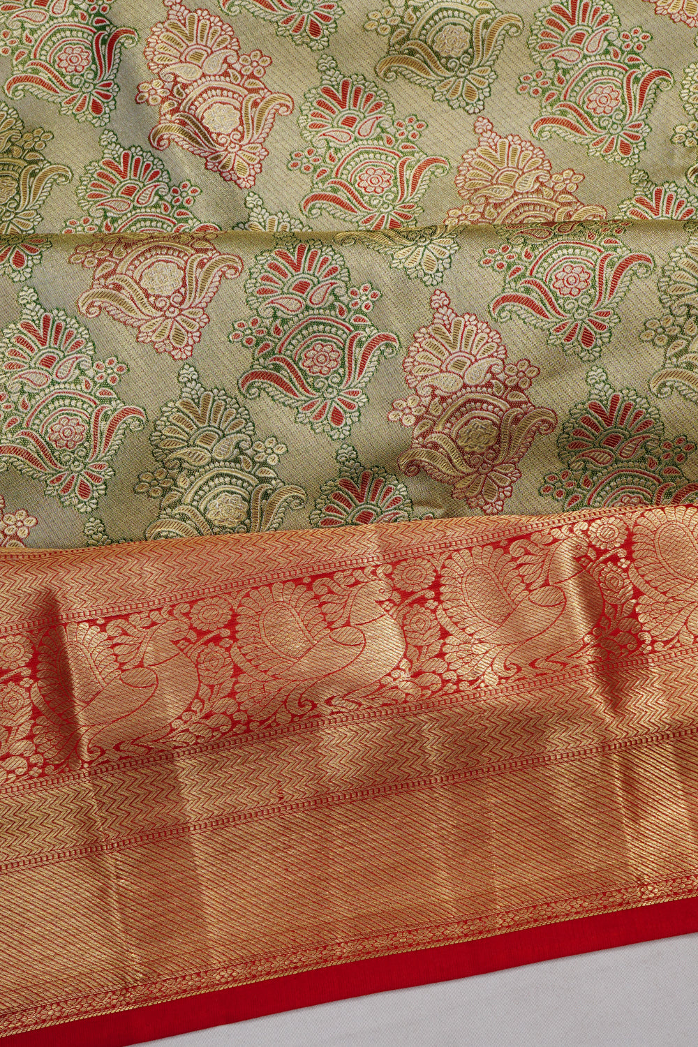 Taranga Kanchi Silk Brocade Grey Saree