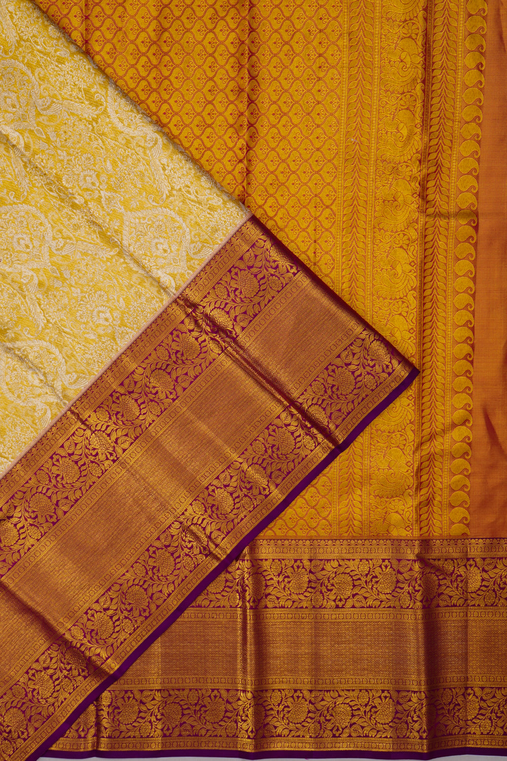 Taranga Kanchi Silk Tissue Brocade Gold Saree