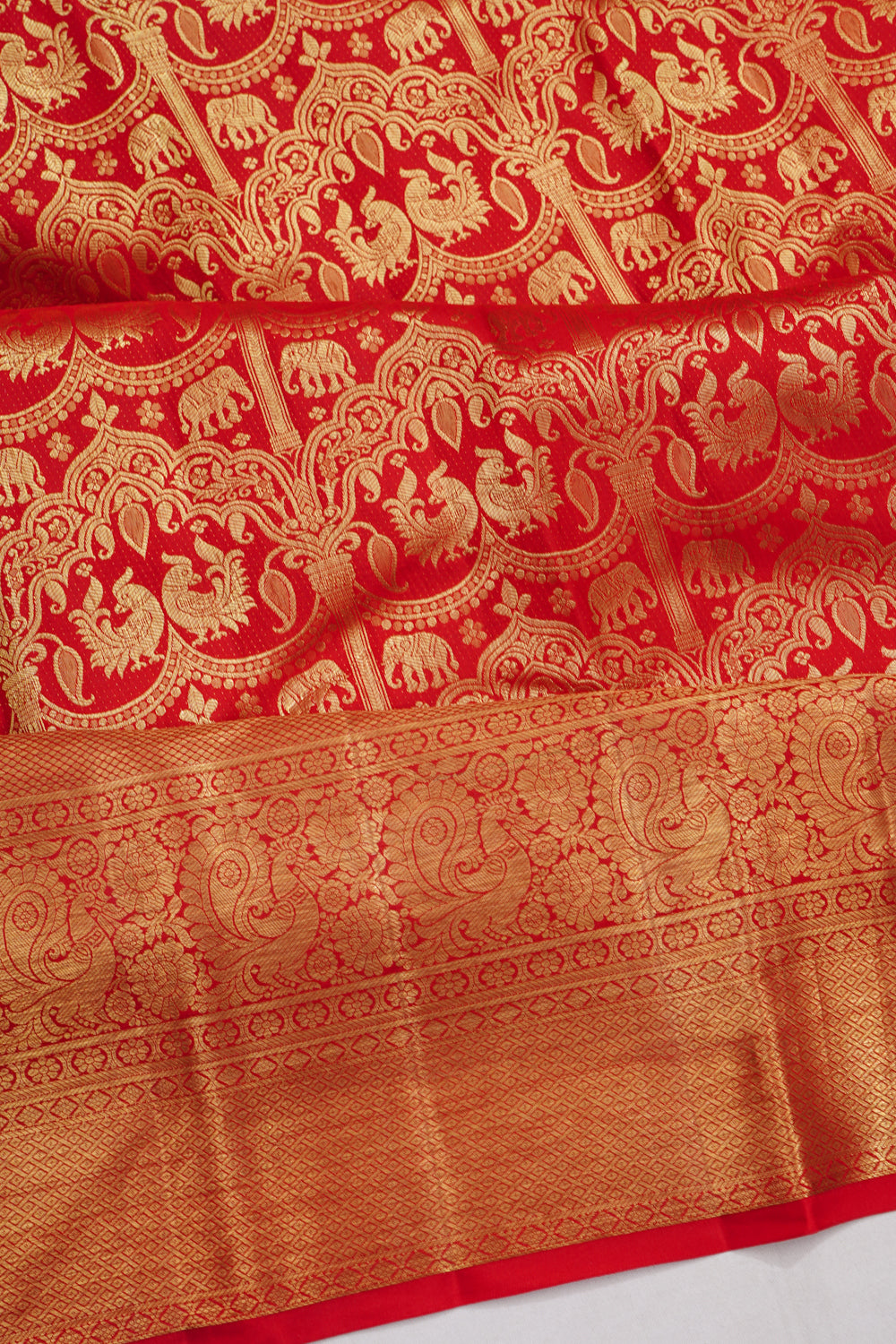 Taranga Kanchi Silk Brocade Red Saree