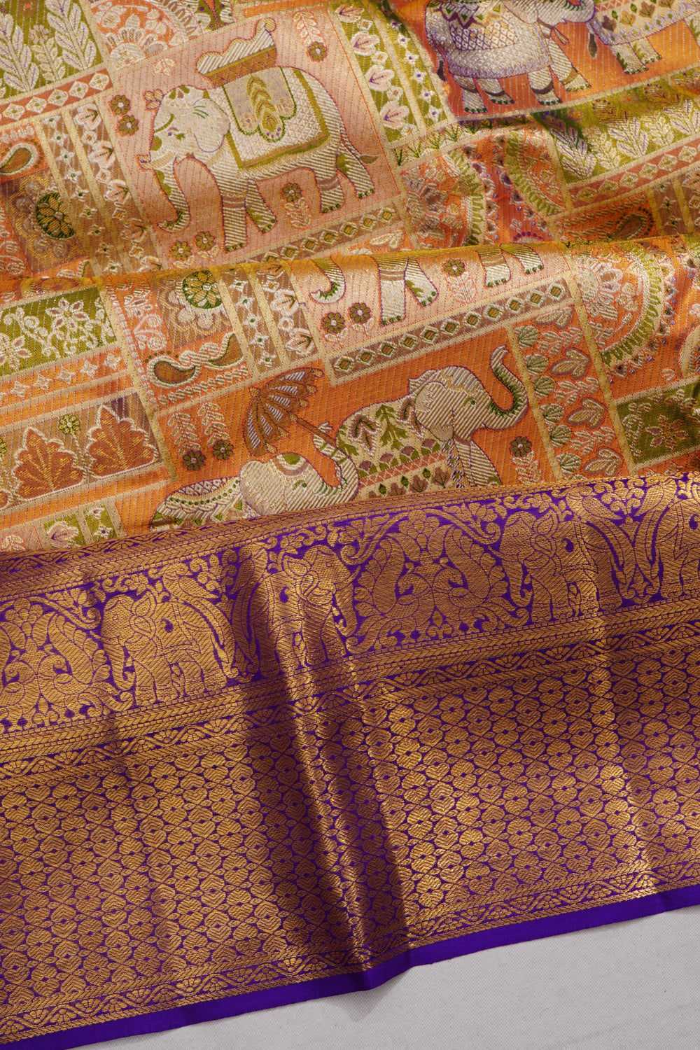 Taranga Kanchi Silk Tissue Brocade Yellow Saree