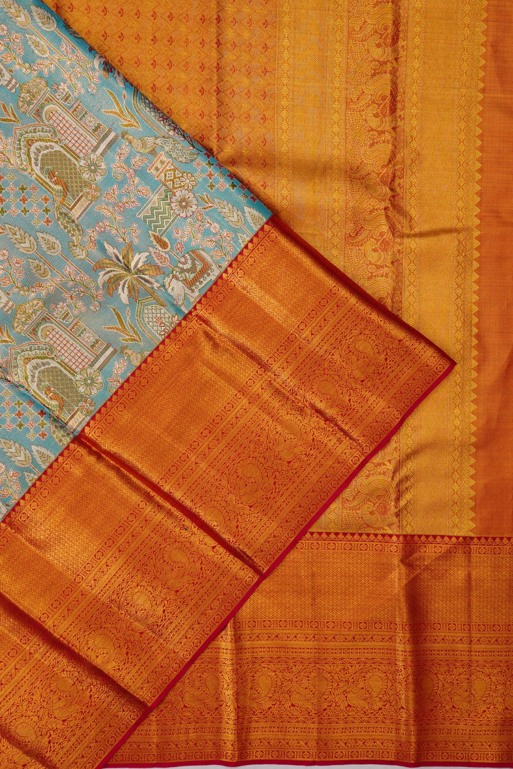 Taranga Kanchi Silk Tissue Brocade Blue Saree