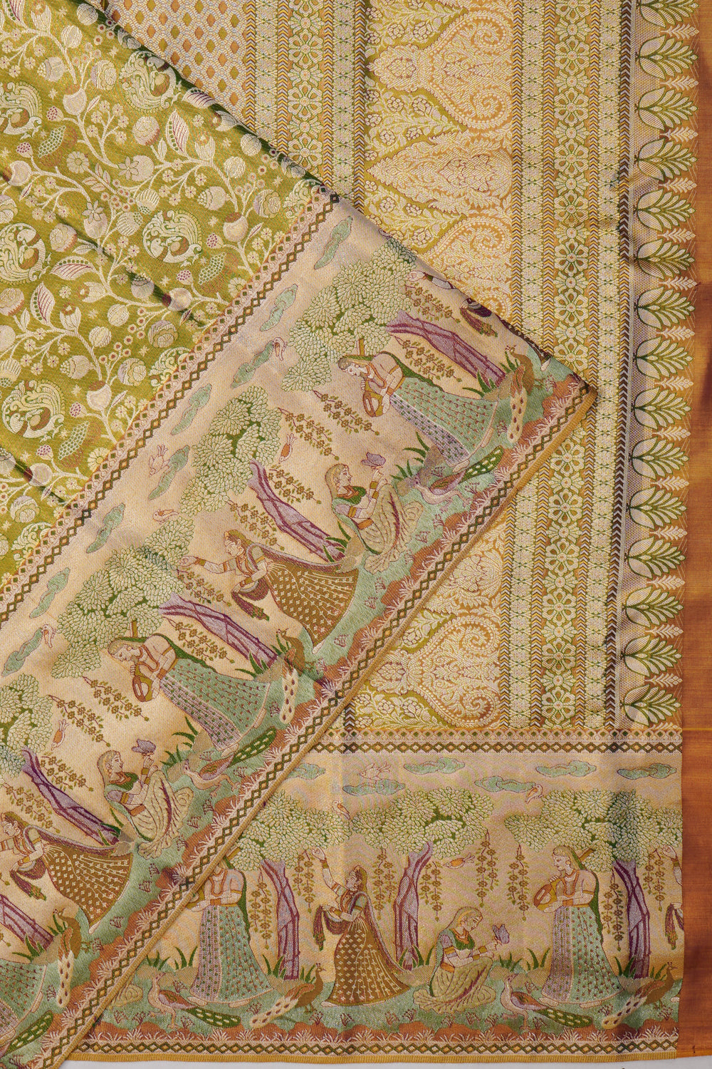 Taranga Kanchi Silk Jaal Pastel Green Saree