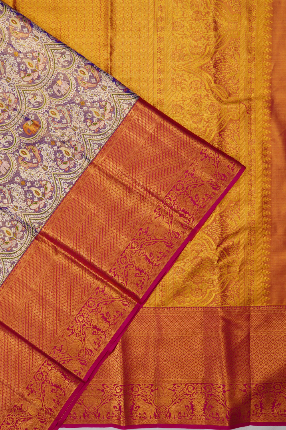 Taranga Kanchi Silk Tissue Brocade Violet Saree