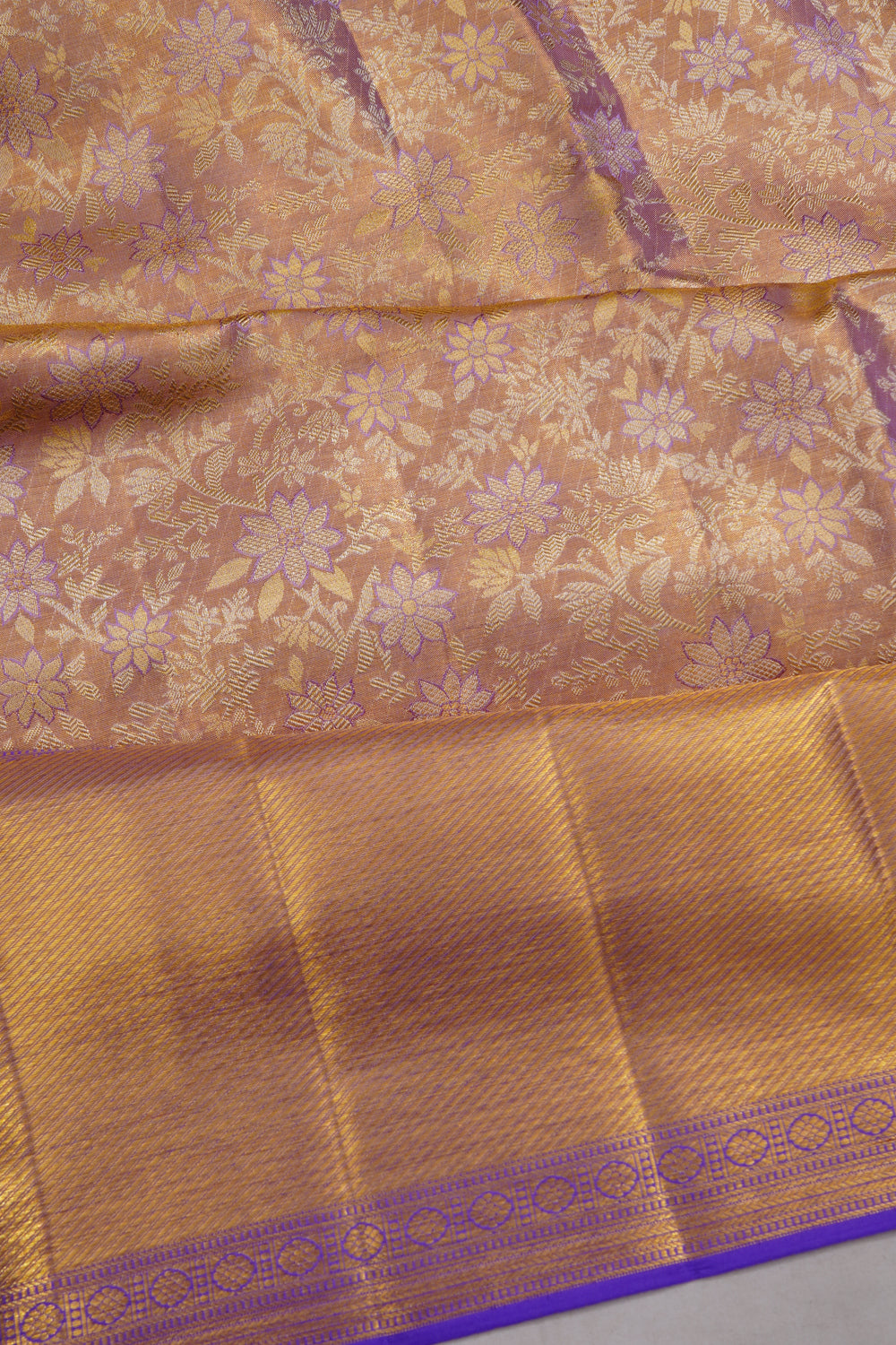 Kanchipuram Silk Tissue Brocade Violet Saree