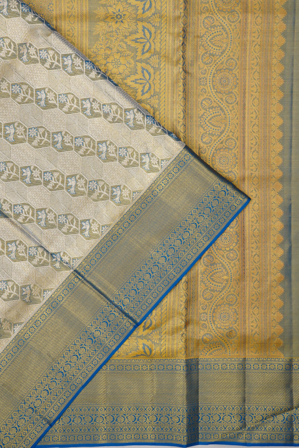 Kanchipuram Silk Brocade Blue Saree