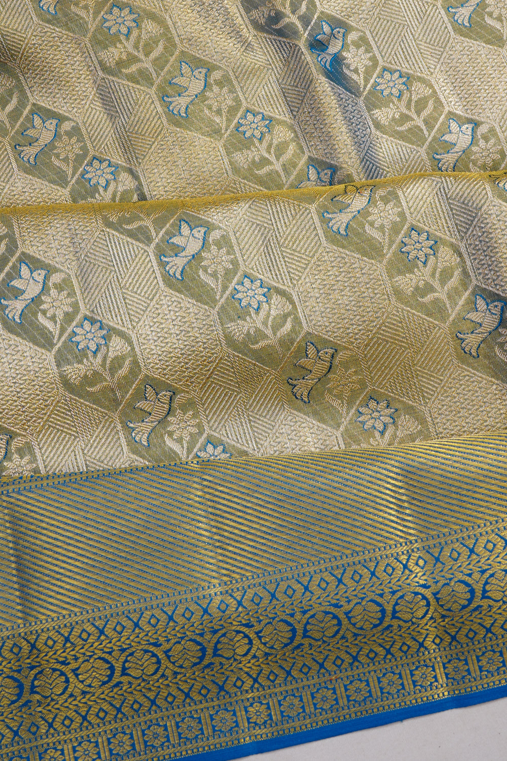 Kanchipuram Silk Brocade Blue Saree