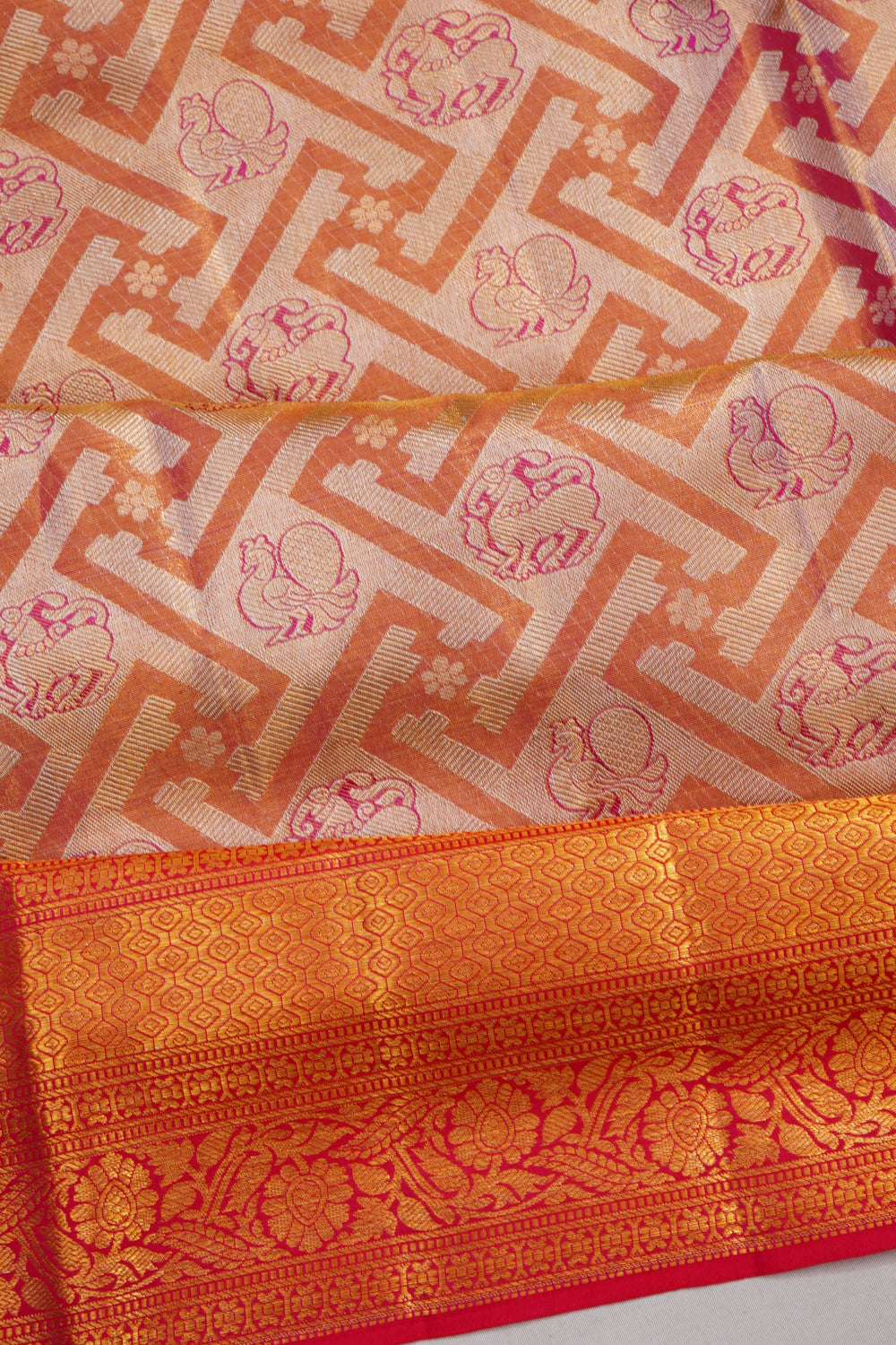 Kanchipuram Silk Brocade White Saree