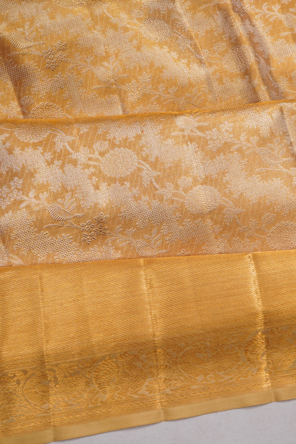 Kanchipuram Silk Tissue Brocade Gold Saree