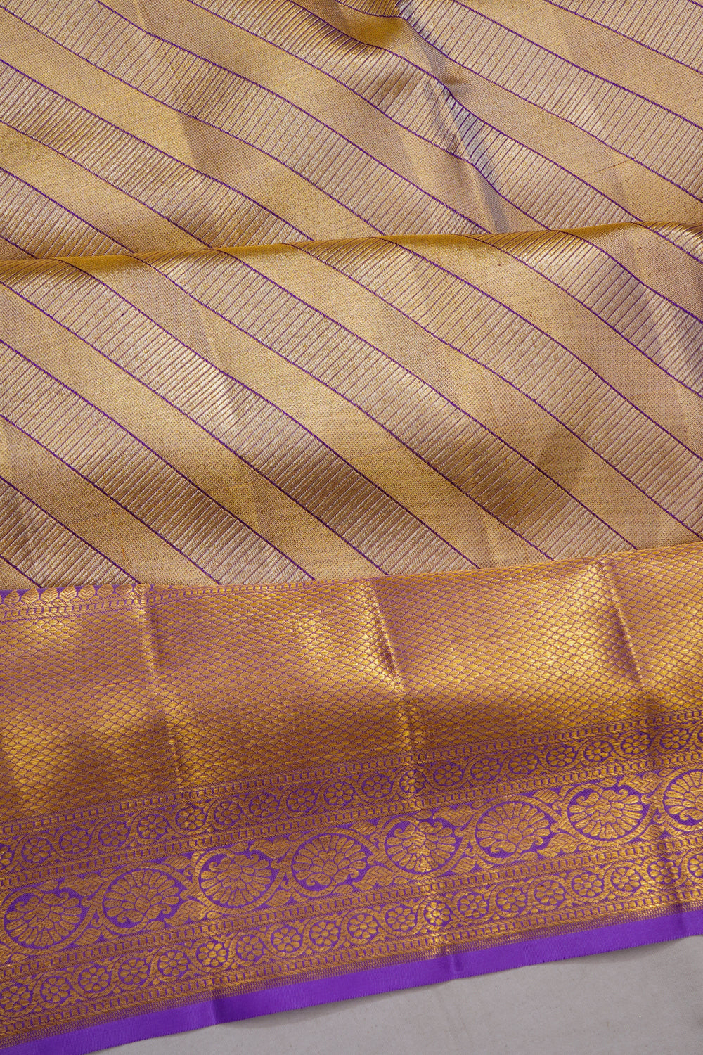 Kanchipuram Silk Tissue Brocade Violet Saree