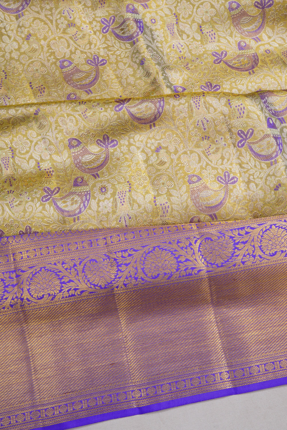 Kanchipuram Silk Tissue Brocade Green Saree