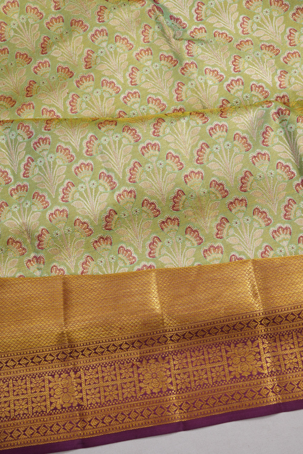 Kanchipuram Silk Tissue Brocade Green Saree