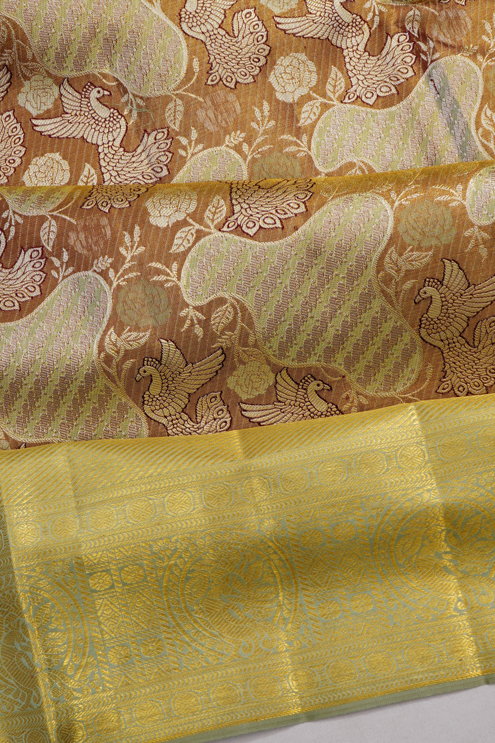 Kanchipuram Silk Brocade Brown Saree
