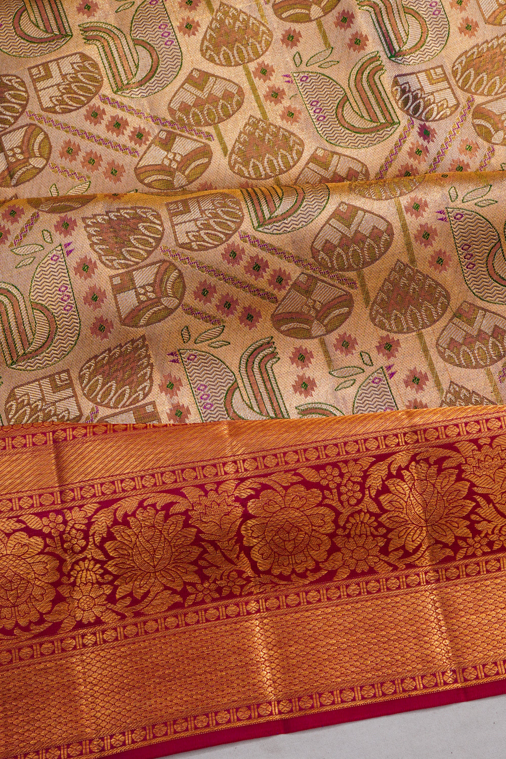Kanchipuram Silk Tissue Brocade Gold Saree