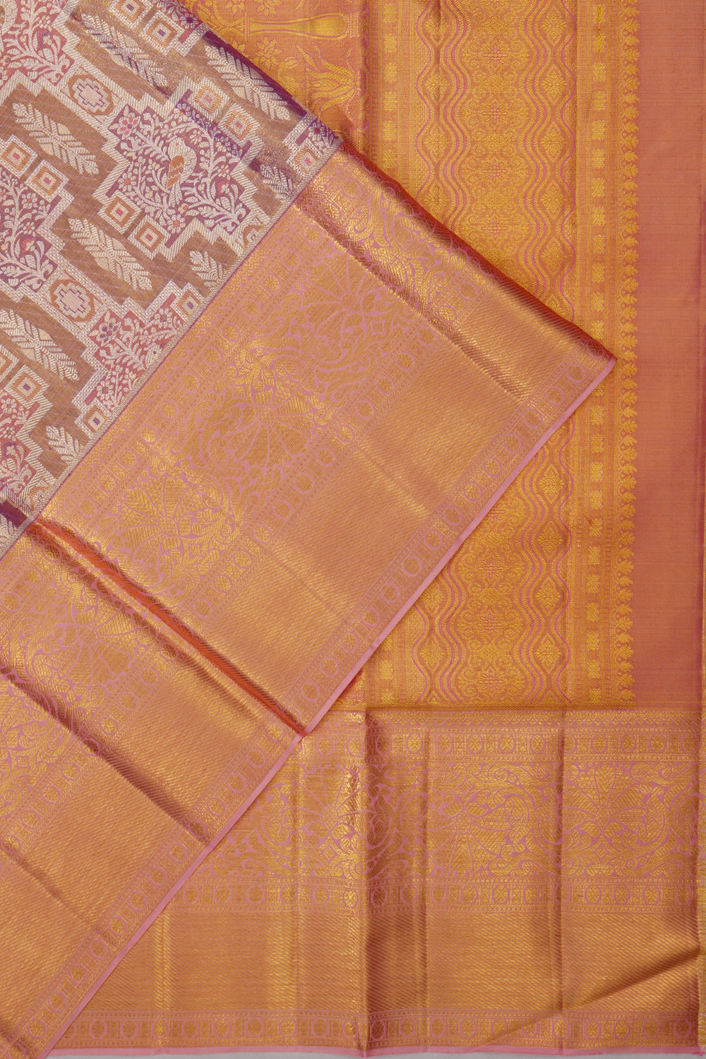 Kanchipuram Silk Tissue Brocade Purple Saree