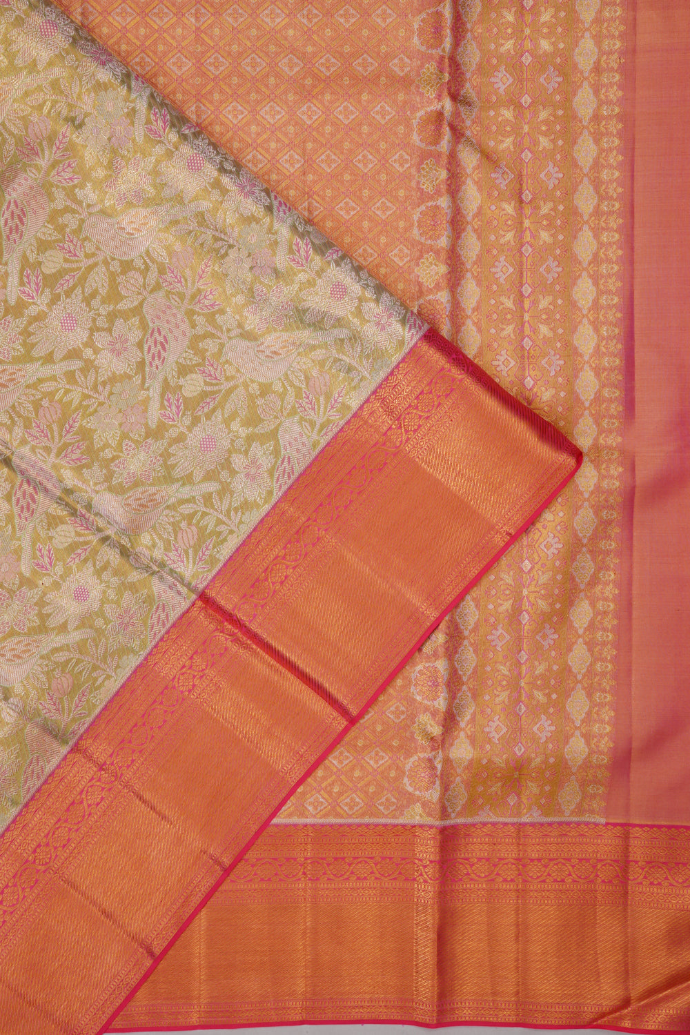 Kanchipuram Silk Tissue Brocade Green Saree