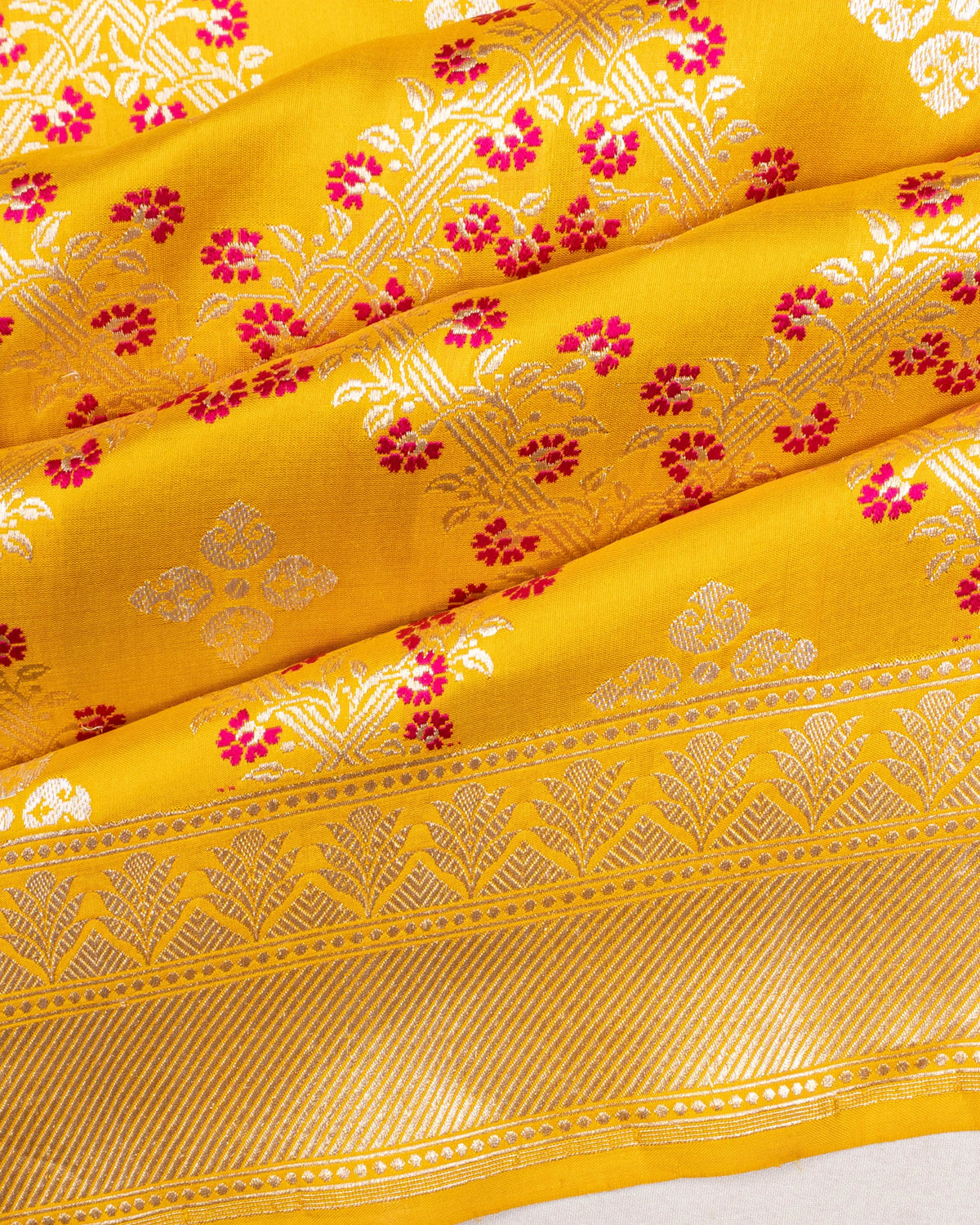 Banarasi Silk Kadwa Brocade And Butta Yellow Saree