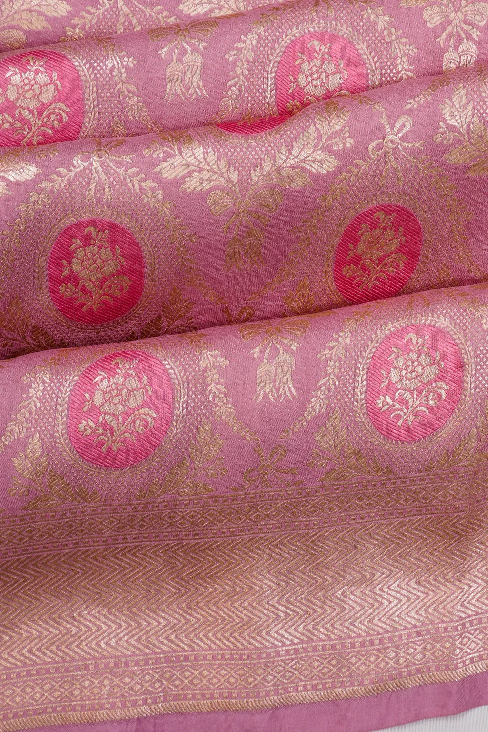 Vaanya Banaras Silk Brocade Pink Saree