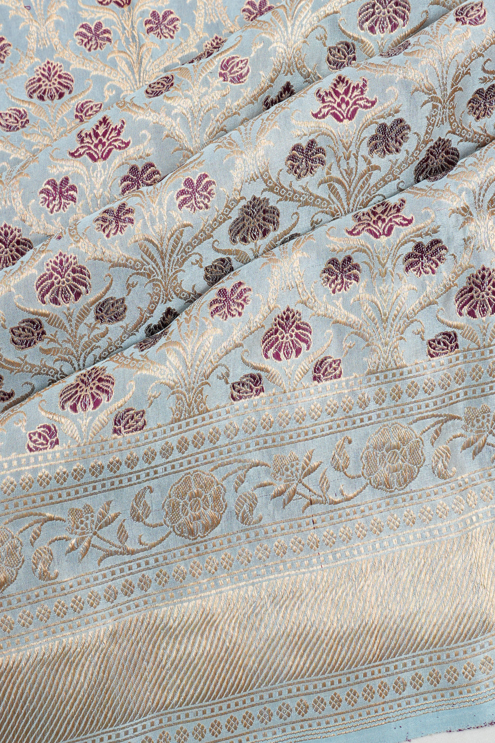 Vaanya Banaras Silk Brocade Pastel Blue Saree