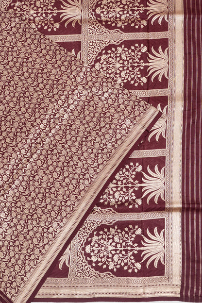 Vaanya Banaras Silk Brocade Maroon Saree