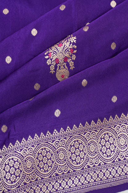 Banarasi Silk Butta Violet Saree