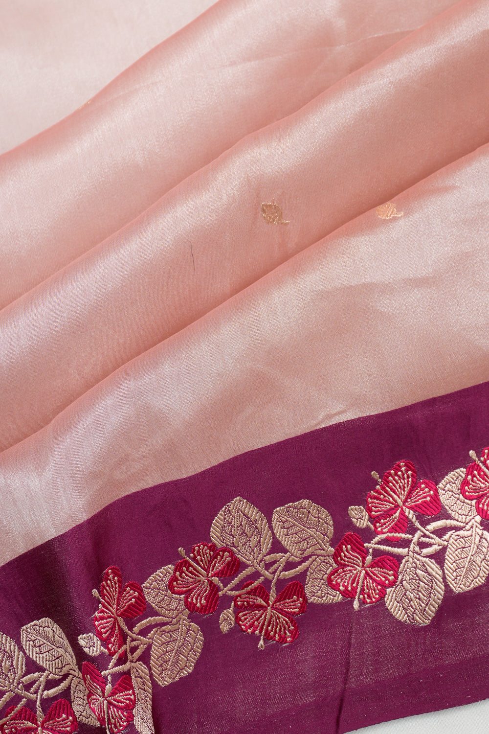 Banarasi Kora Organza Butta Pink Saree
