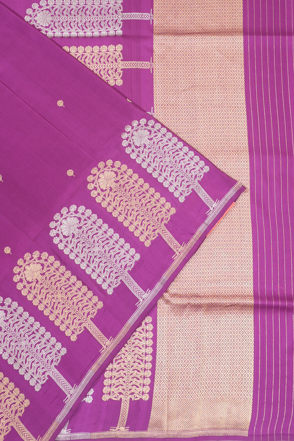 Banarasi Silk Butta Violet Saree
