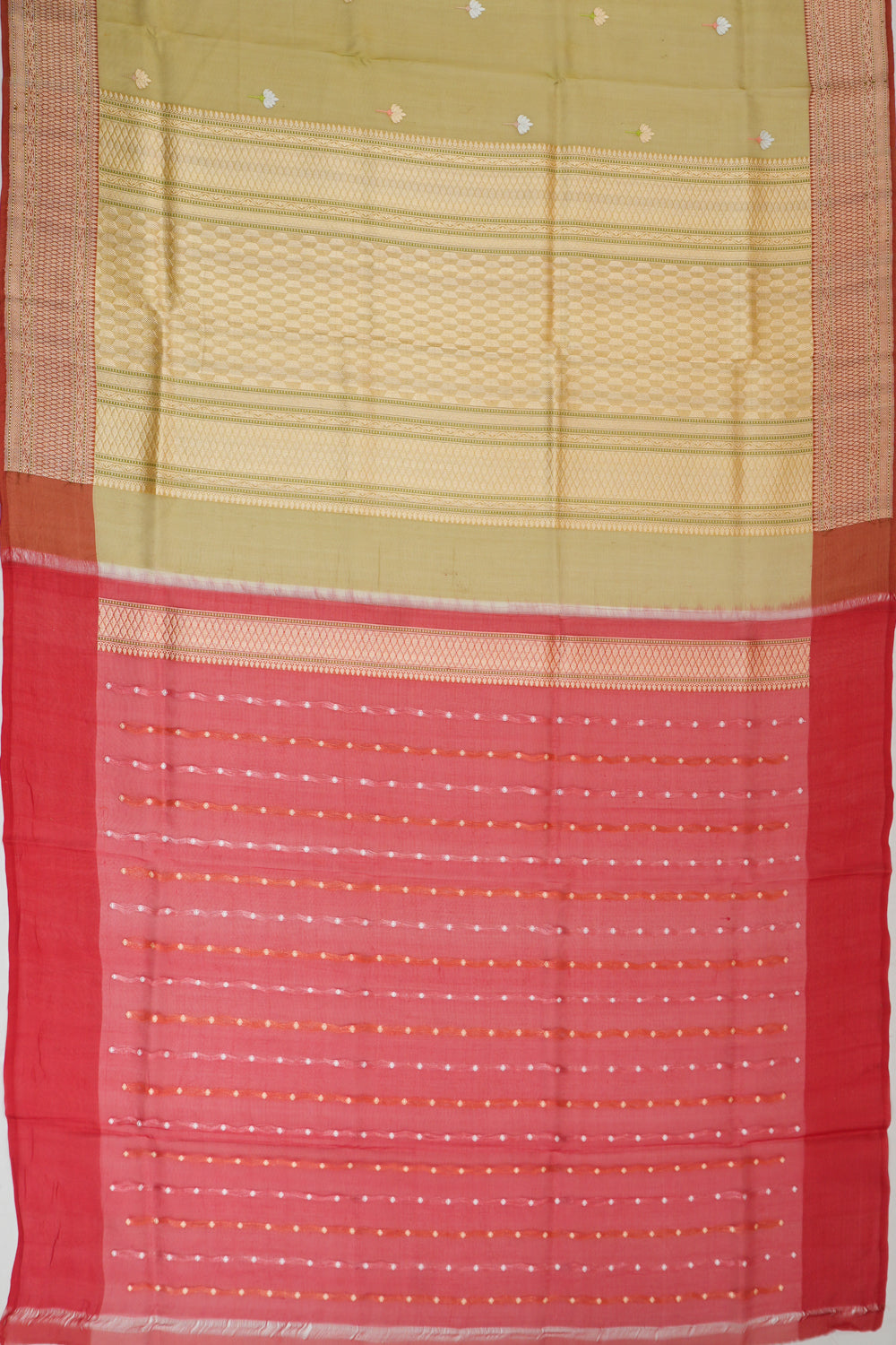 Banarasi Kora Organza Butta Green Saree