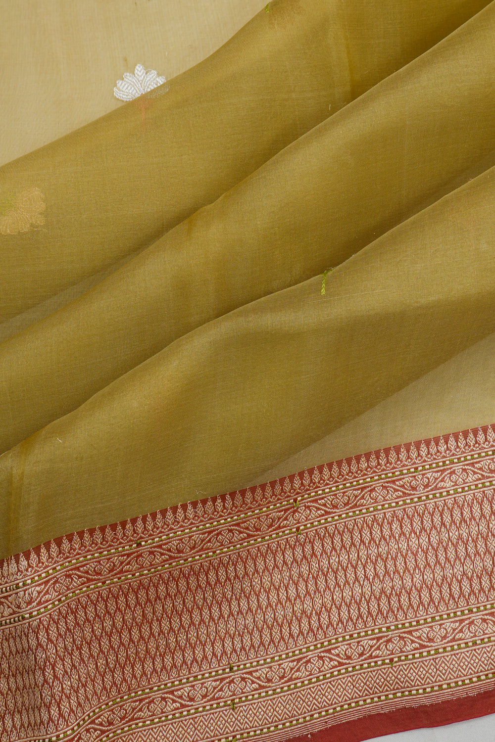 Banarasi Kora Organza Butta Green Saree